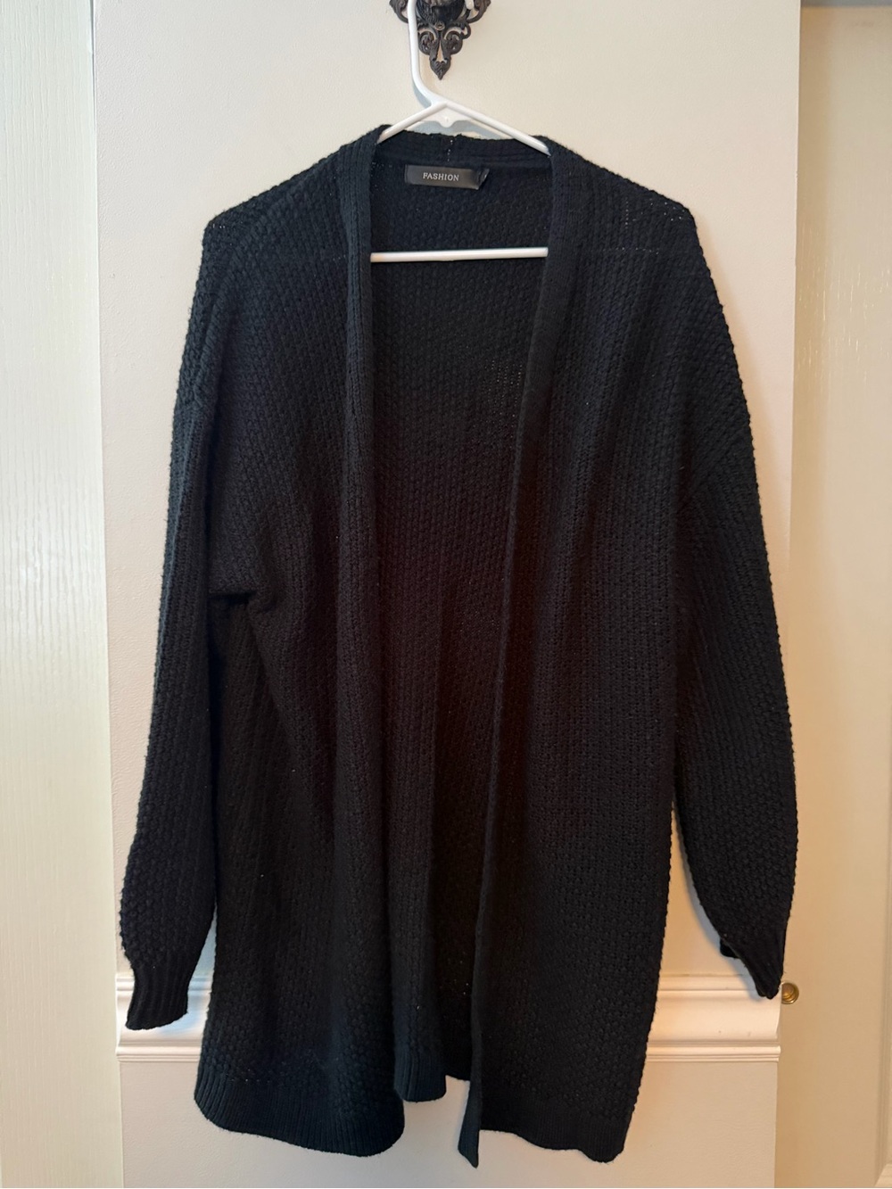 Women's Open-Front Black Cardigan Sweater by